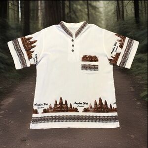 Men’s XL Angkor Wat Cambodia Shirt White Cotton Souvenir New Pre-Shrunk NWOT